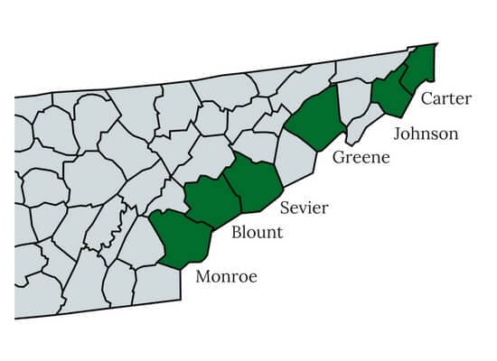 Tennessee counties with low property rates