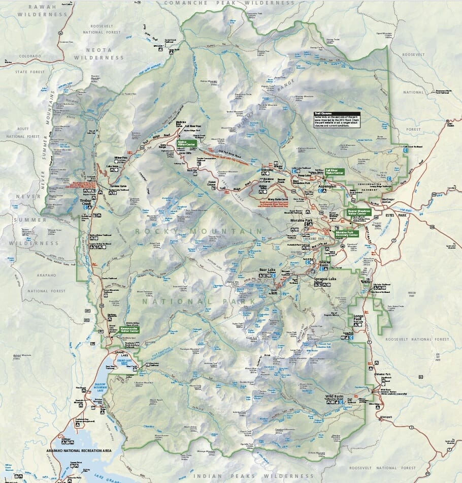 rocky mountain national park map of trailheads